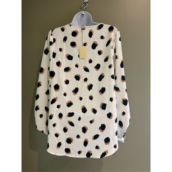 Amazon NWT S Cooler Days Cheetah Print Bubble Sleeve Top - Ivory - Picture 3 of 8